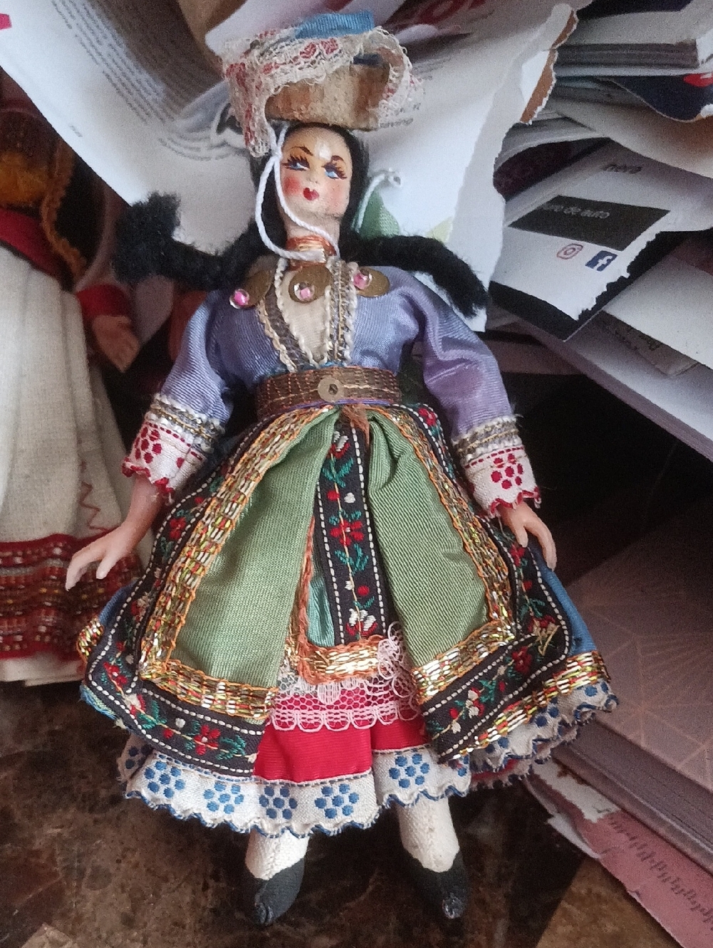 vintage souvenir doll from Greece, dressed in a traditional folk costume